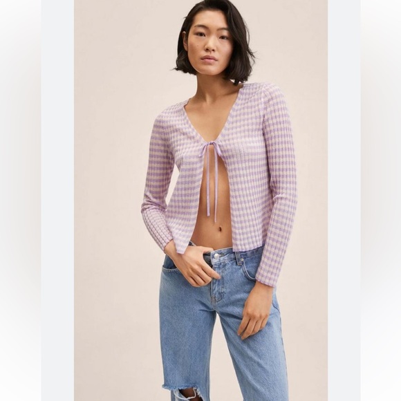 Mango Sweaters - Mango Cardigan Women’s Size M Purple Long Sleeve Tie Front Sweater‎ NWT